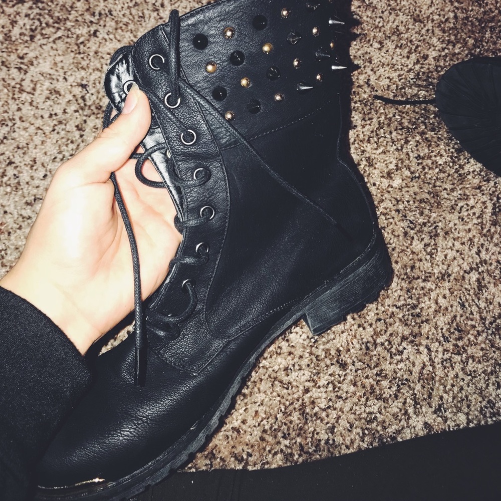 Black combat boots